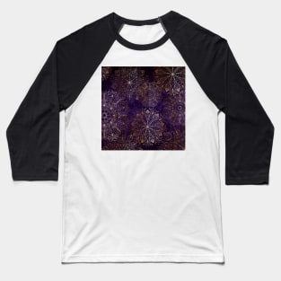 Gold and Purple Boho Floral Mandala Baseball T-Shirt